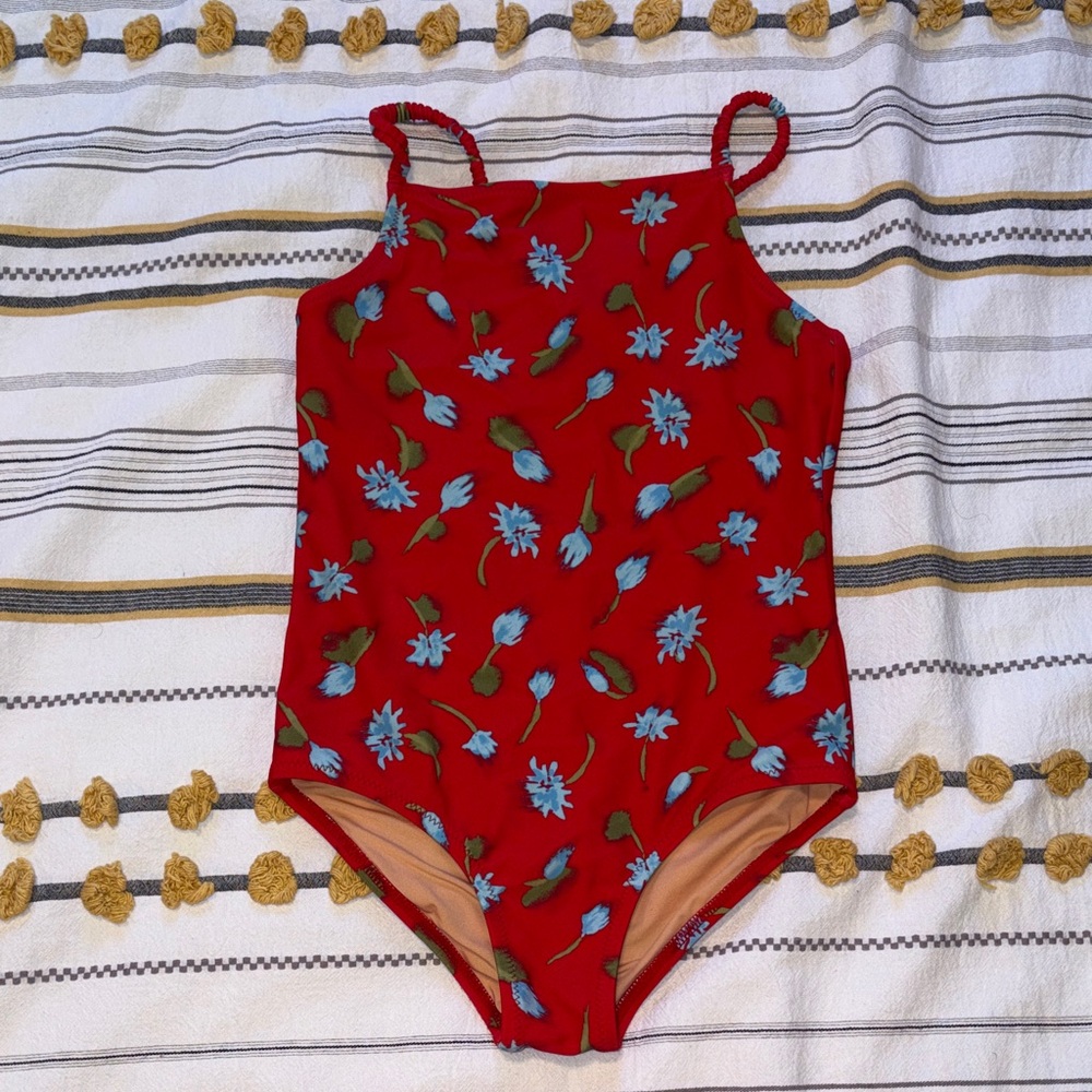 Floral Red Kids Swimsuit